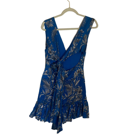 Alexis Cascara Dress Cutout Back Blue Chiffon V Neck Back Zipper S - Picture 5 of 12